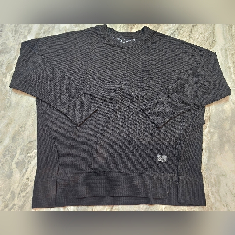 Royce Brand Men’s M Black Waffle Knit Thermal Lounge Top Long Sleeve Cotton